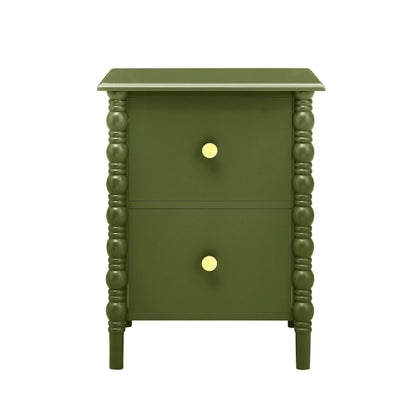 DUS-GOL-02846 Grade-B Dusk Bonnie 2 Drawer Bedside Table - Olive RRP £99
