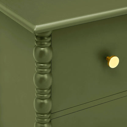DUS-GOL-02846 Grade-B Dusk Bonnie 2 Drawer Bedside Table - Olive RRP £99