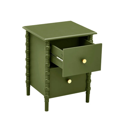 DUS-GOL-02846 Grade-B Dusk Bonnie 2 Drawer Bedside Table - Olive RRP £99