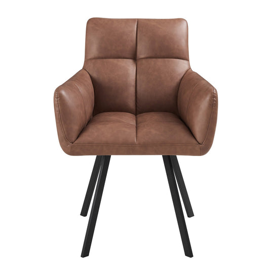 DUS-APM-47056 Grade-B Dusk Brooke Set of 2 Dining Chairs - Faux Leather - Tan RRP £340