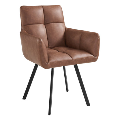 DUS-GOL-05620 Grade-B Dusk Brooke Dining Chair - Faux Leather - Tan RRP £129