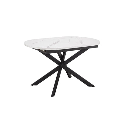 DUS-CC2-03302 Grade-B Dusk Brooke Oval Extendable 4-8 Seater Dining Table - Stone/Black RRP £269.00