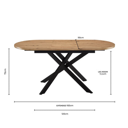 DUS-CC2-03302 Grade-B Dusk Brooke Oval Extendable 4-8 Seater Dining Table - Stone/Black RRP £269.00