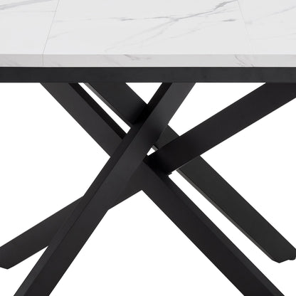 DUS-CC2-03302 Grade-B Dusk Brooke Oval Extendable 4-8 Seater Dining Table - Stone/Black RRP £269.00