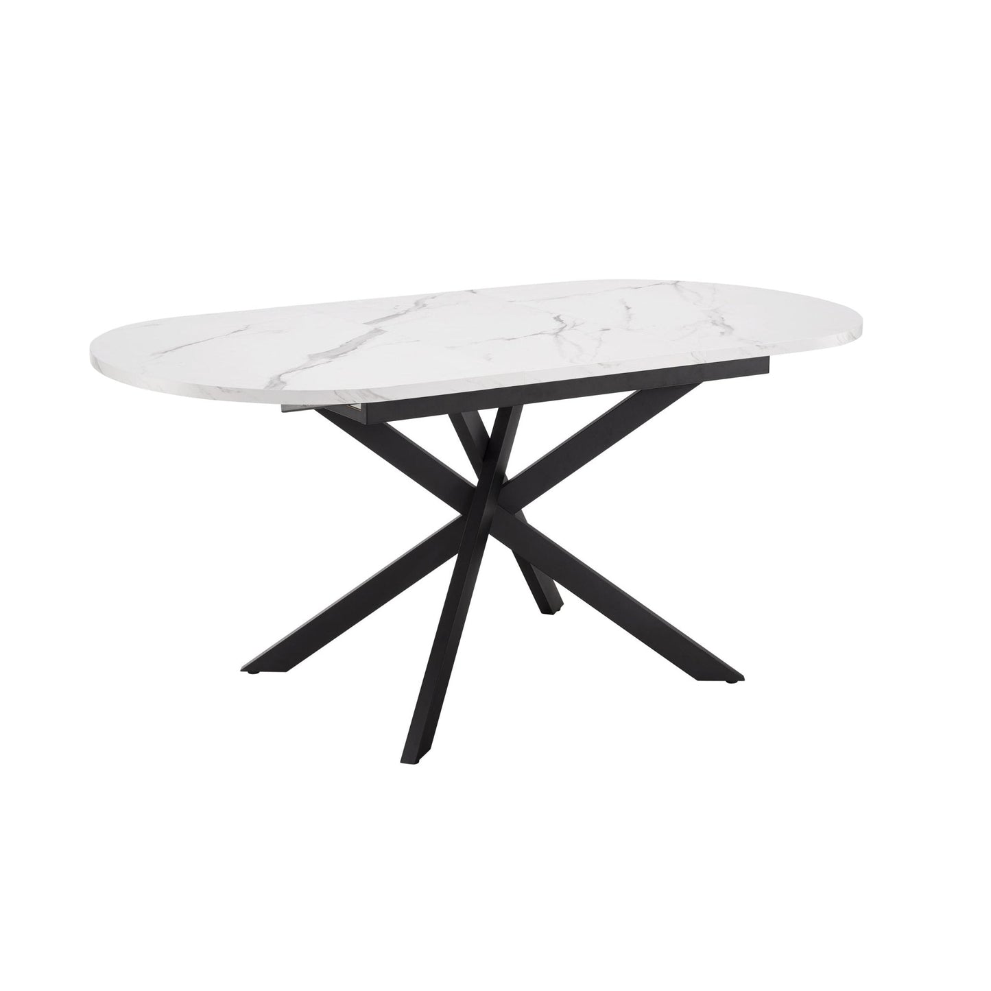 DUS-CC2-03302 Grade-B Dusk Brooke Oval Extendable 4-8 Seater Dining Table - Stone/Black RRP £269.00
