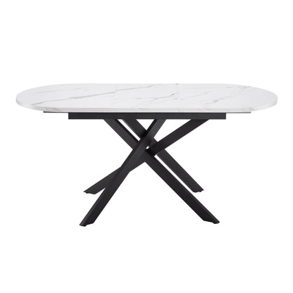 DUS-CC2-03302 Grade-B Dusk Brooke Oval Extendable 4-8 Seater Dining Table - Stone/Black RRP £269.00