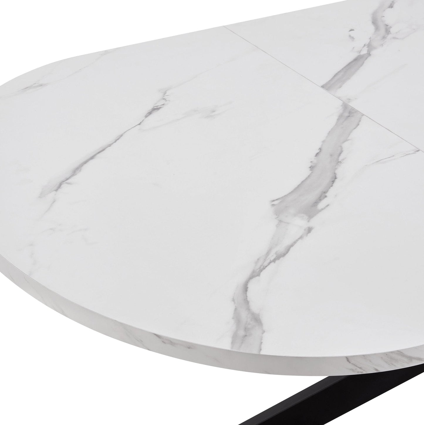 DUS-CC2-03302 Grade-B Dusk Brooke Oval Extendable 4-8 Seater Dining Table - Stone/Black RRP £269.00