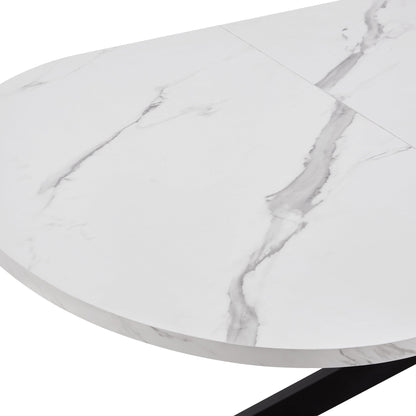 DUS-CC2-03302 Grade-B Dusk Brooke Oval Extendable 4-8 Seater Dining Table - Stone/Black RRP £269.00