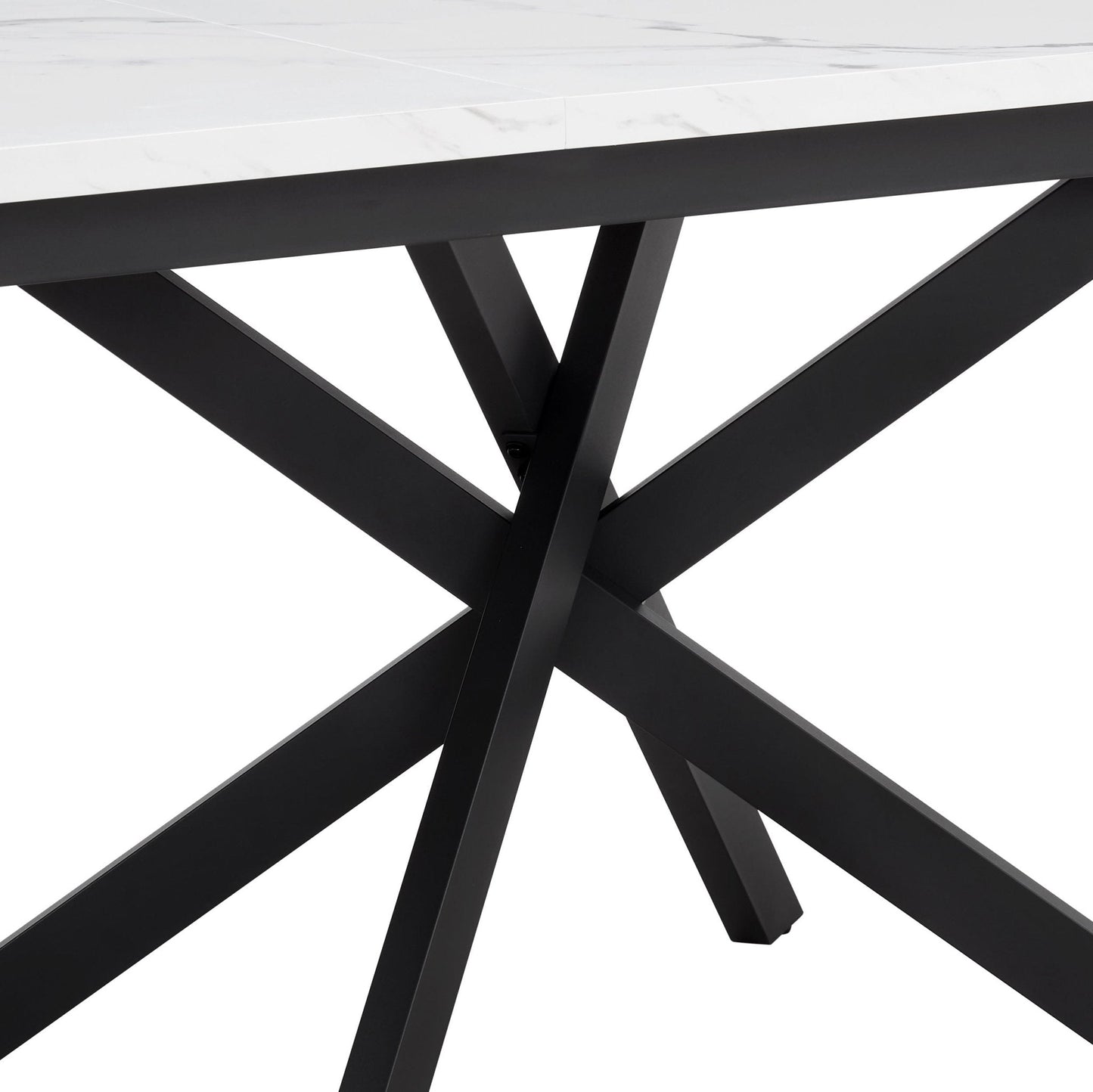 DUS-CC2-03951 Grade-B Dusk Brooke Rectangle Extendable 6-10 Seater Dining Table - Stone/Black RRP £299.00
