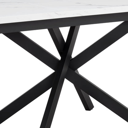 DUS-CC2-03951 Grade-B Dusk Brooke Rectangle Extendable 6-10 Seater Dining Table - Stone/Black RRP £299.00