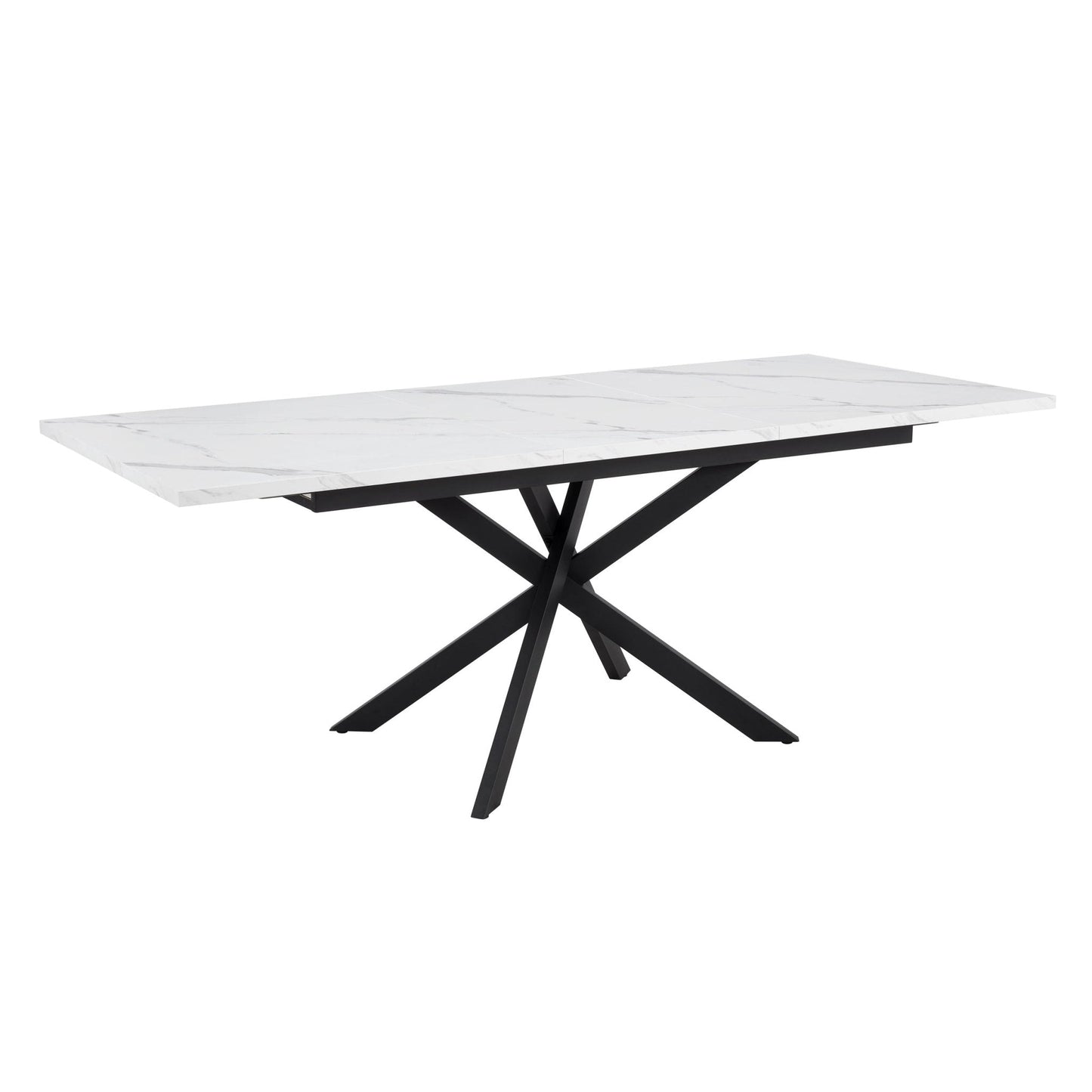 DUS-CC2-03951 Grade-B Dusk Brooke Rectangle Extendable 6-10 Seater Dining Table - Stone/Black RRP £299.00