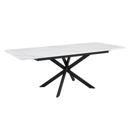 DUS-CC2-03951 Grade-B Dusk Brooke Rectangle Extendable 6-10 Seater Dining Table - Stone/Black RRP £299.00