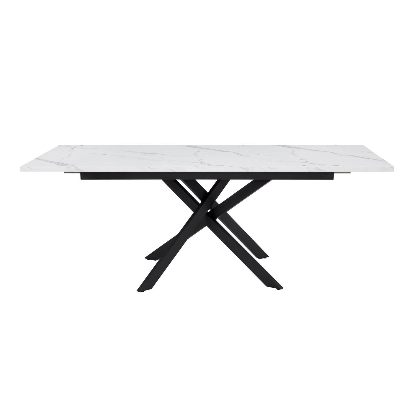 DUS-CC2-03951 Grade-B Dusk Brooke Rectangle Extendable 6-10 Seater Dining Table - Stone/Black RRP £299.00