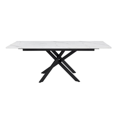DUS-CC2-03951 Grade-B Dusk Brooke Rectangle Extendable 6-10 Seater Dining Table - Stone/Black RRP £299.00