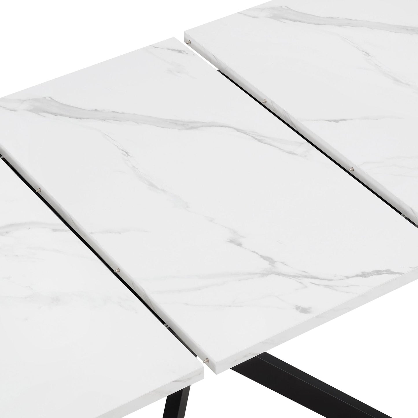 DUS-CC2-03951 Grade-B Dusk Brooke Rectangle Extendable 6-10 Seater Dining Table - Stone/Black RRP £299.00