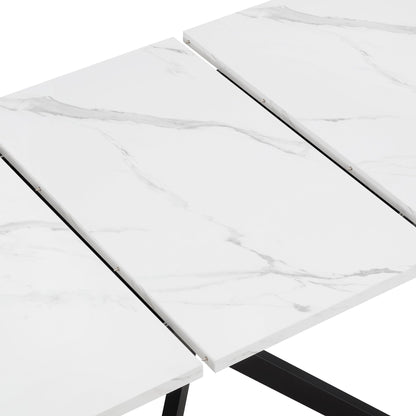DUS-CC2-03951 Grade-B Dusk Brooke Rectangle Extendable 6-10 Seater Dining Table - Stone/Black RRP £299.00