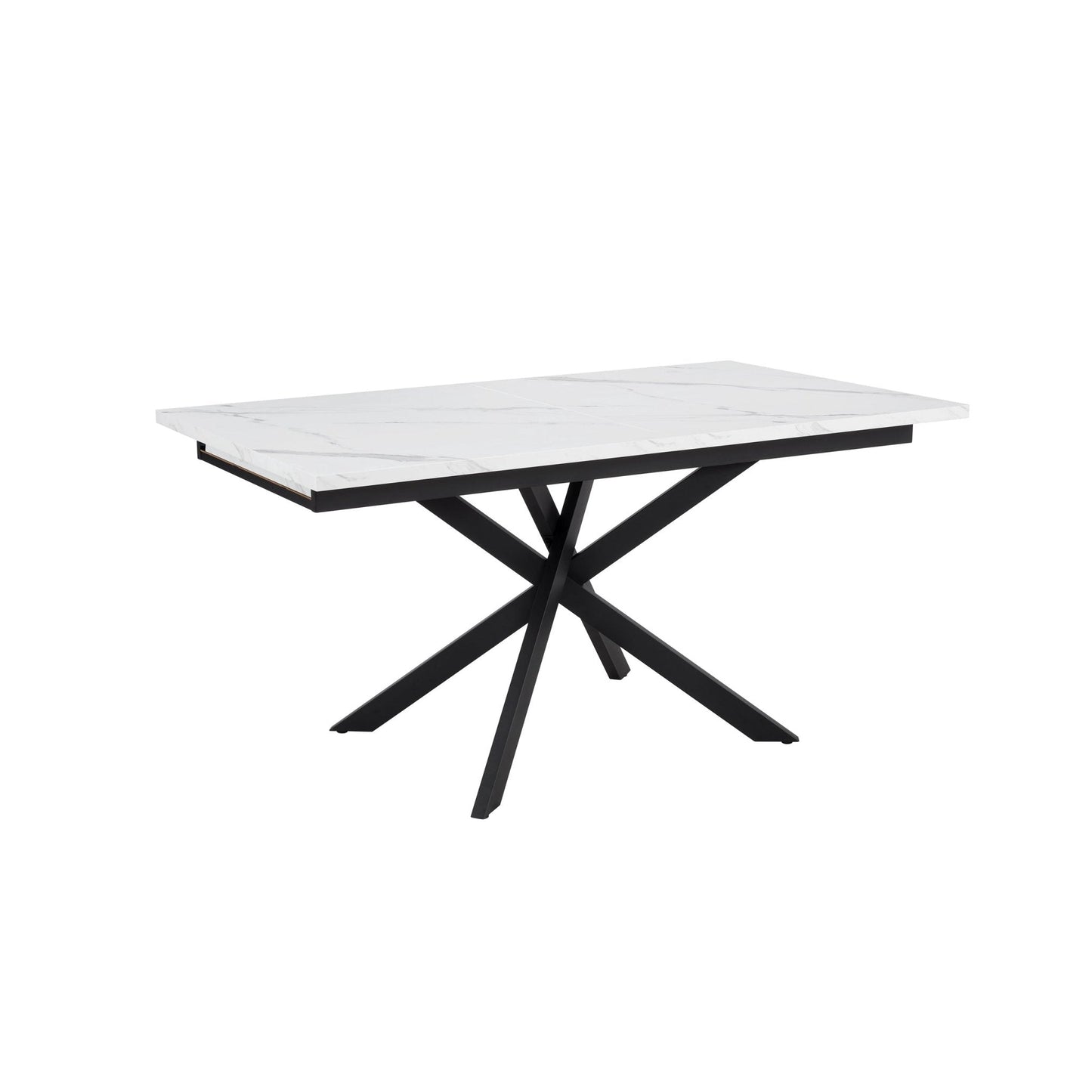 DUS-CC2-03951 Grade-B Dusk Brooke Rectangle Extendable 6-10 Seater Dining Table - Stone/Black RRP £299.00