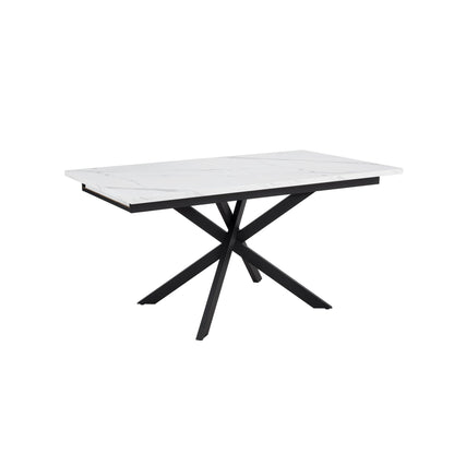 DUS-CC2-03951 Grade-B Dusk Brooke Rectangle Extendable 6-10 Seater Dining Table - Stone/Black RRP £299.00