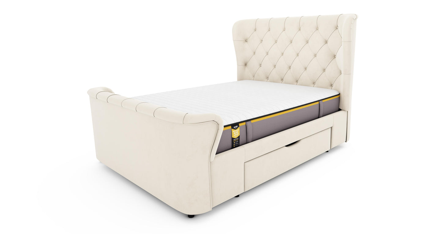 DFS-HO2-05812 Grade-BER DFS Clarisse Storage Double Bed Cream RRP £599