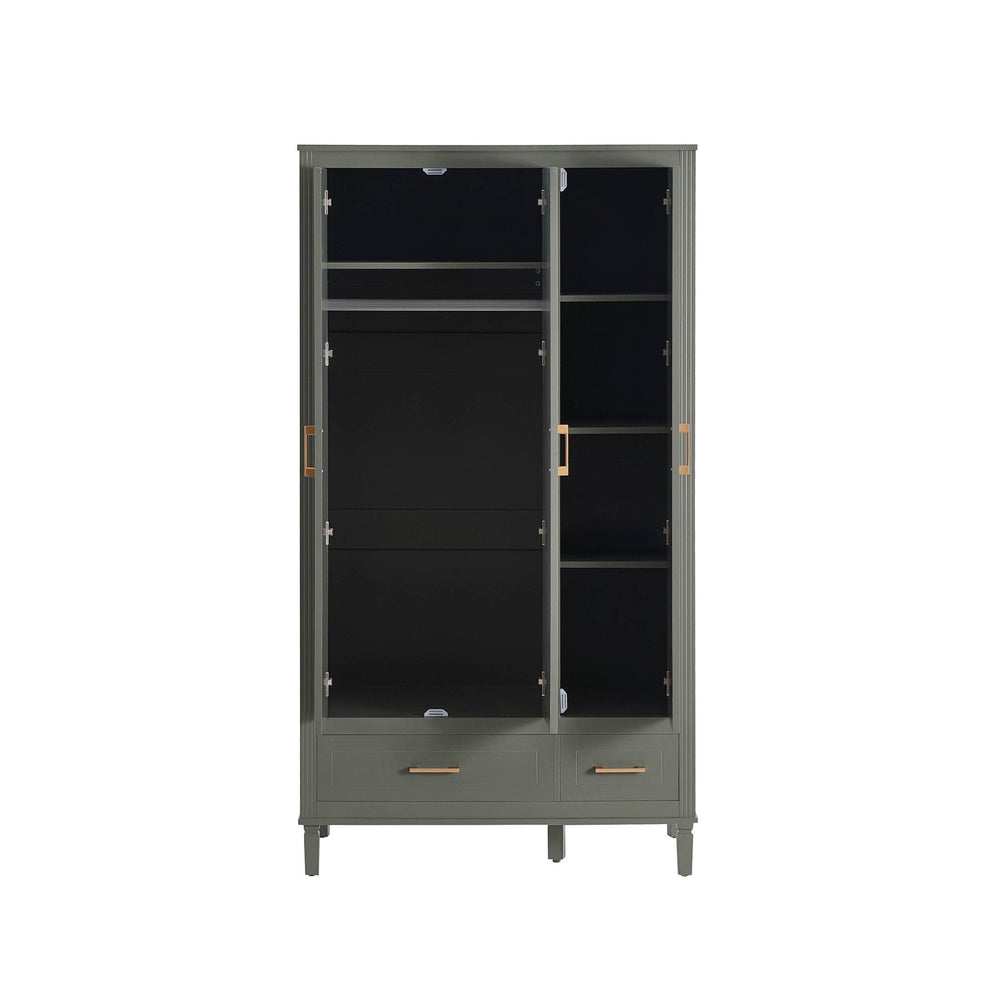 Grade-B Dusk Sienna Vetiver Green 3 Door Triple Wardrobe with Drawers RRP £319