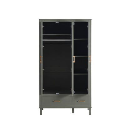 Grade-B Dusk Sienna Vetiver Green 3 Door Triple Wardrobe with Drawers RRP £319