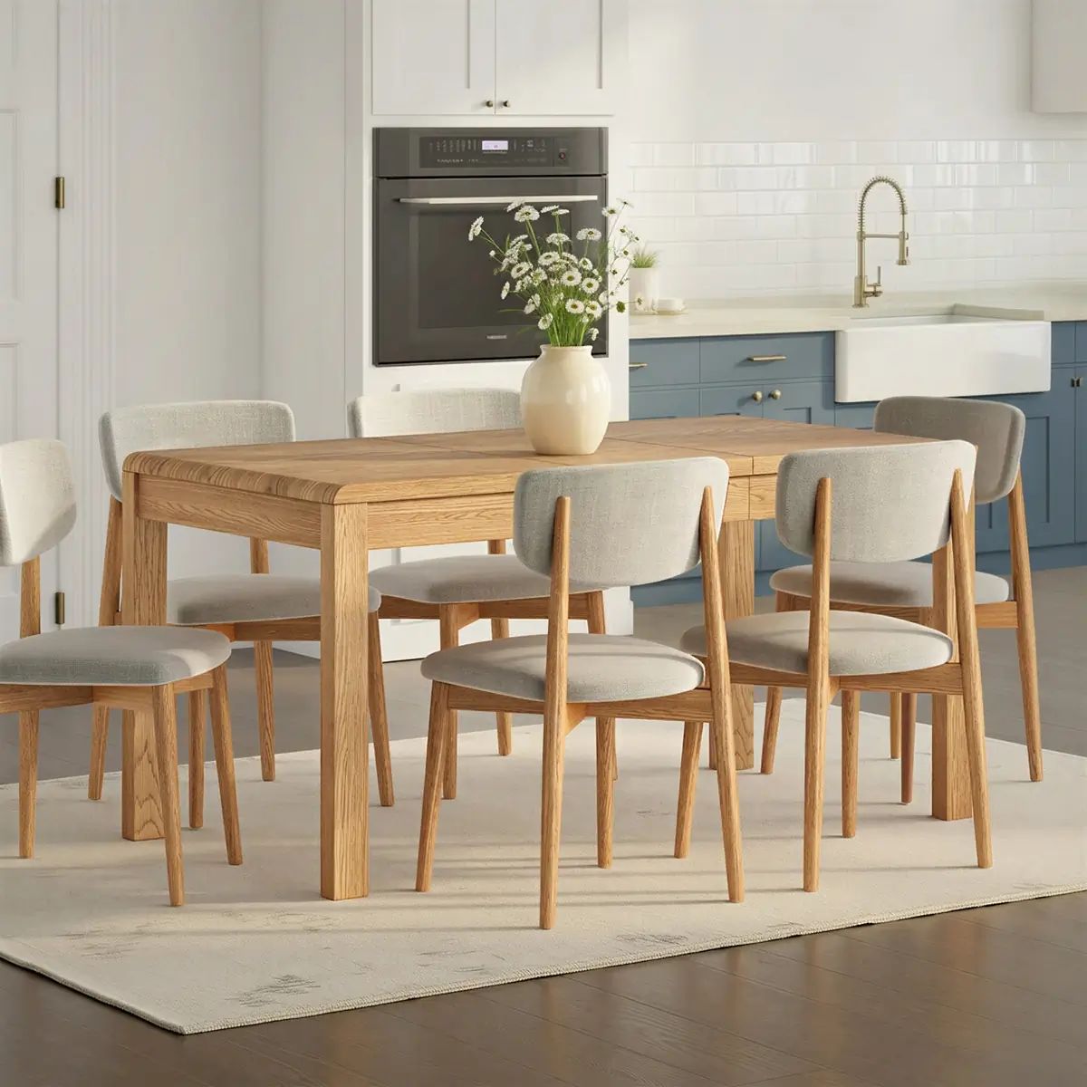 ROS-OUT-00610 Grade-B Roseland Furniture Penryn Oak 115-150cm Extending Dining Table RRP £409.95