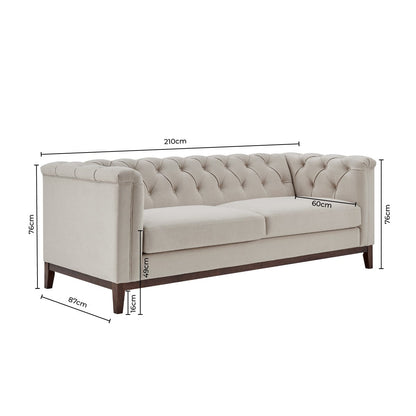 CCG-STO-00471 Grade-B Dusk Chesterfield 3 Seater Sofa - Stone RRP £699.00