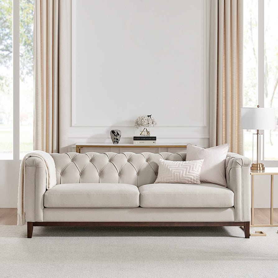 CCG-STO-00471 Grade-B Dusk Chesterfield 3 Seater Sofa - Stone RRP £699.00