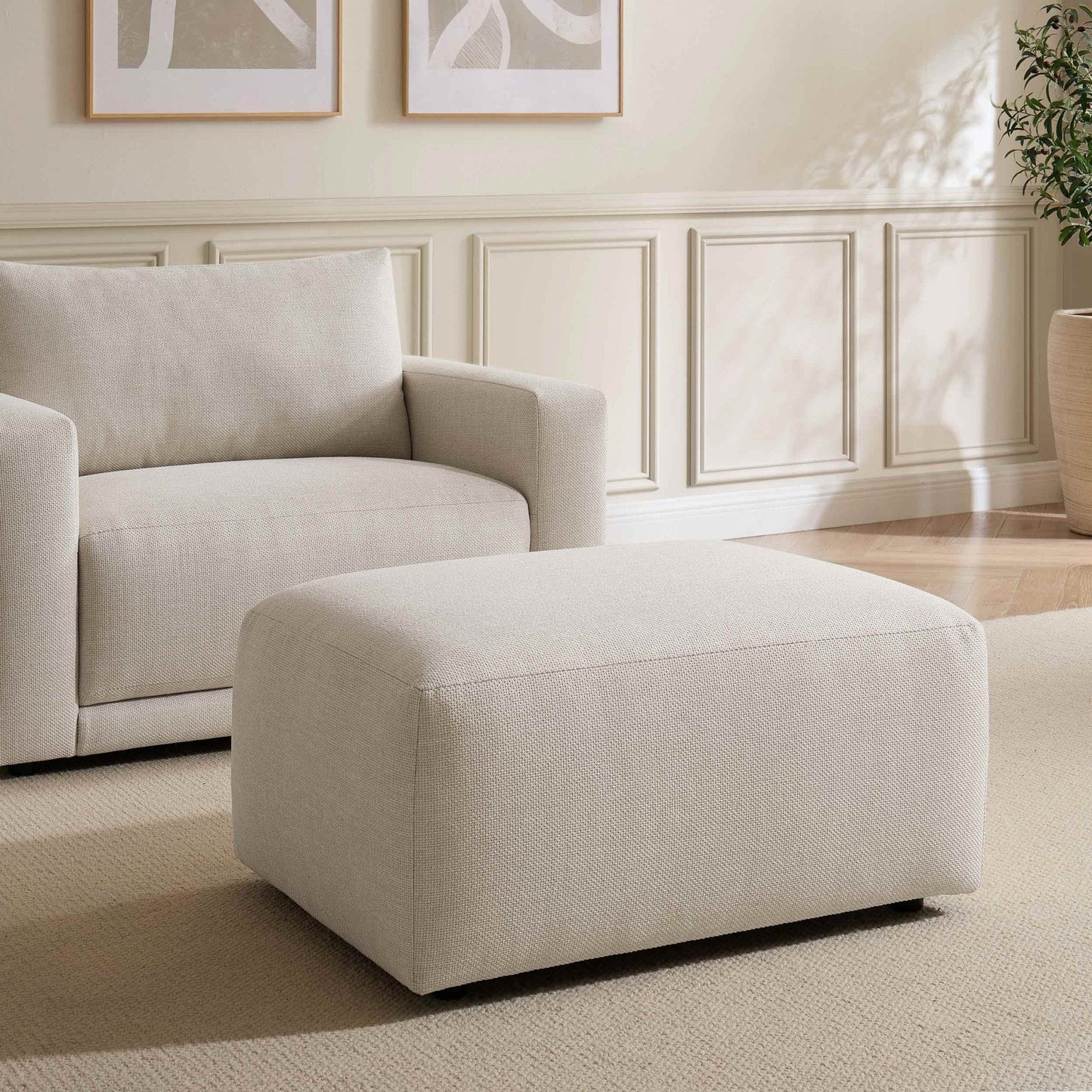 DUS-GOL-02202 Grade-B Dusk Chicago Pouffe - Beige RRP £199