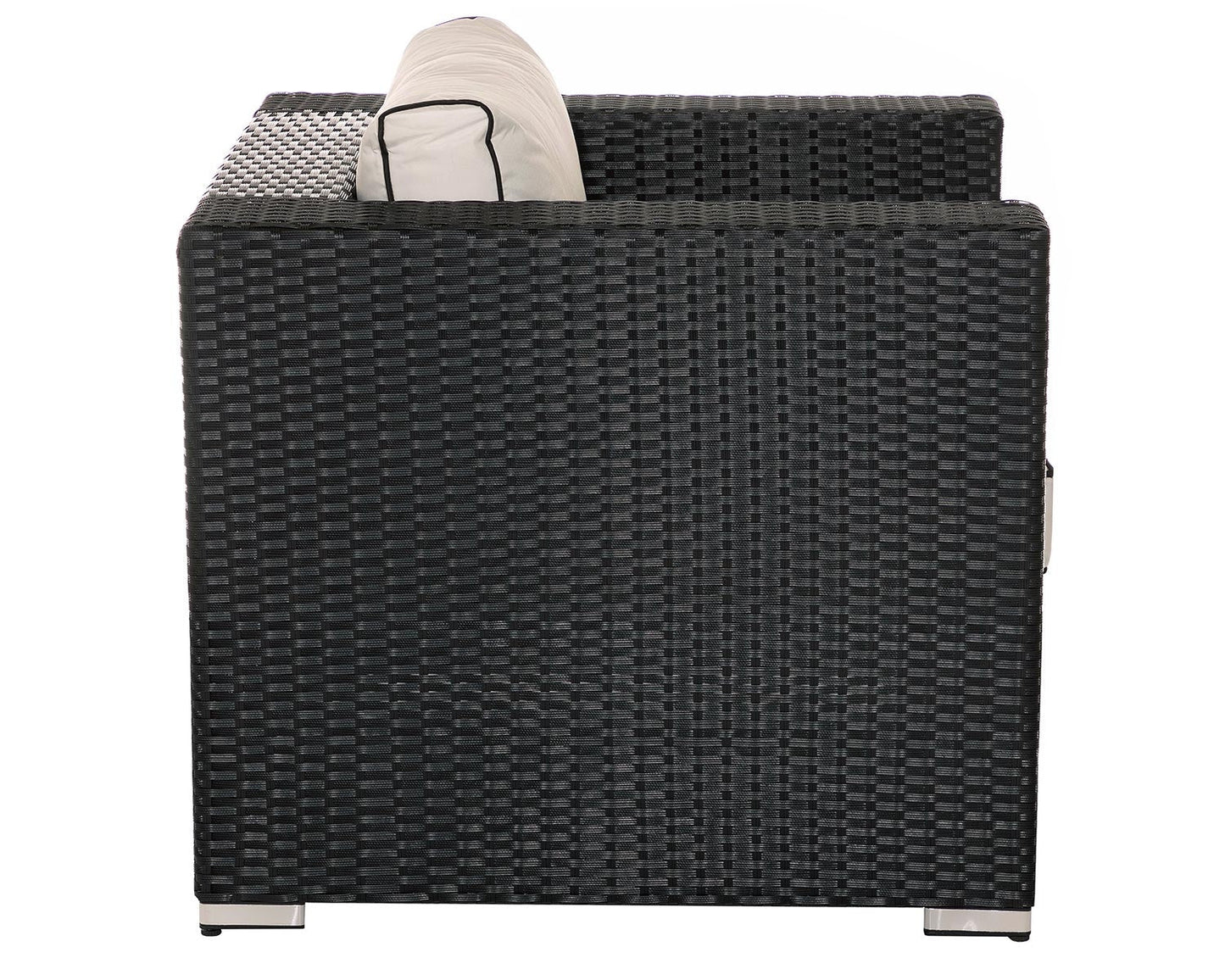 Grade-A Rattan Direct Ascot Black & Vanilla Outdoor Garden Armchair RRP £249