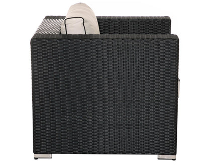 Grade-A Rattan Direct Ascot Black & Vanilla Outdoor Garden Armchair RRP £249