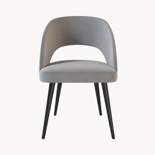 ROO-APM-00086 Grade-B Roobba Colby Dining Chair in Grey Velvet and Black Wood RRP £518