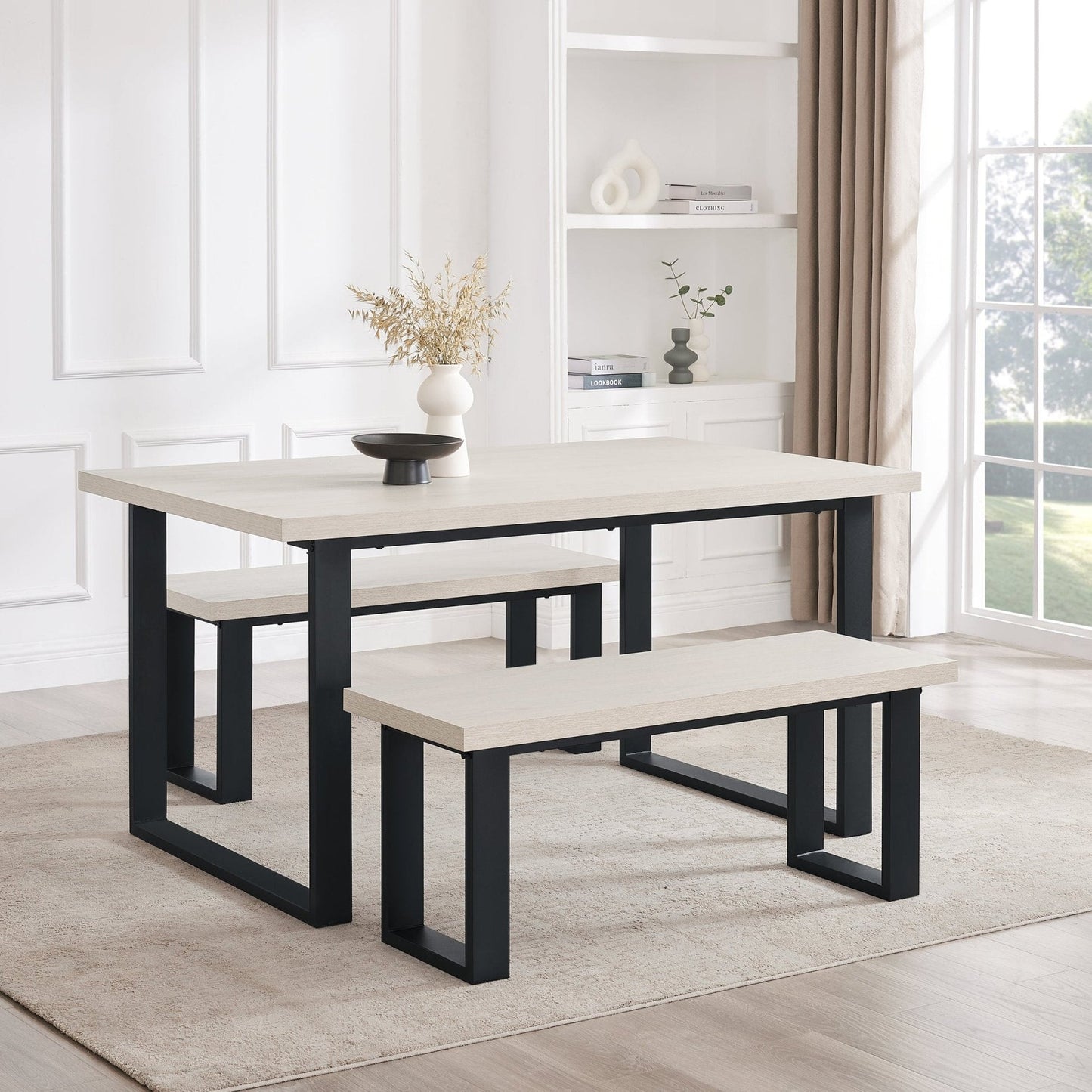 DUS-CC2-01539 Grade-B Dusk Harper 4-6 Seater Dining Table - Wood/Black RRP £309