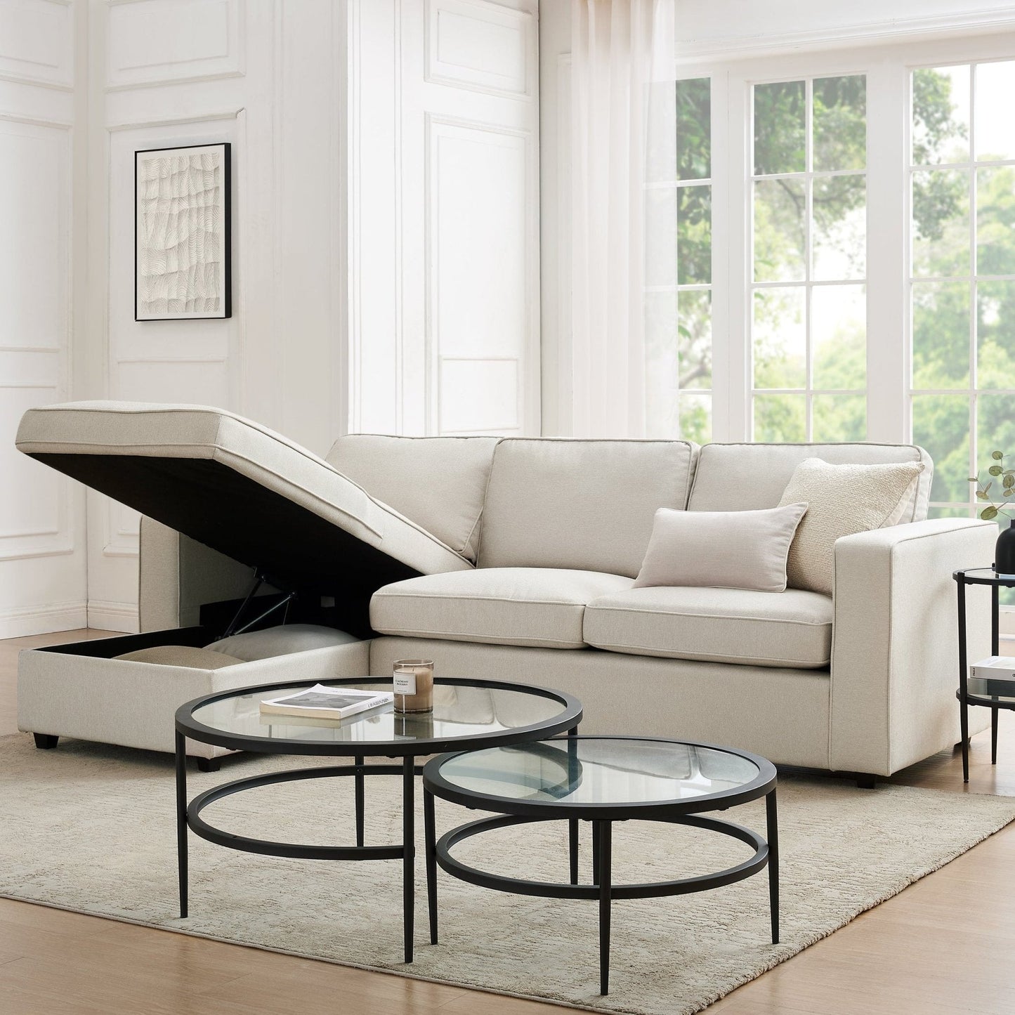 DUS-CC2-04788 Grade-BER Dusk Soho Left Hand Storage Chaise Sofa - Natural RRP £859.00