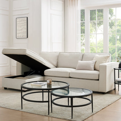 DUS-CC2-04788 Grade-BER Dusk Soho Left Hand Storage Chaise Sofa - Natural RRP £859.00