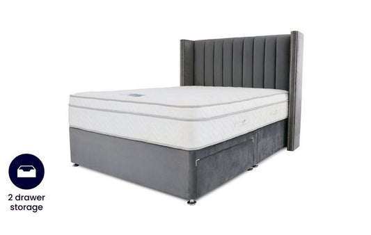 DFS-HO2-02973 Grade-B DFS Delphine Double 2 Drawer Bedframe Nyla Stone RRP £1799