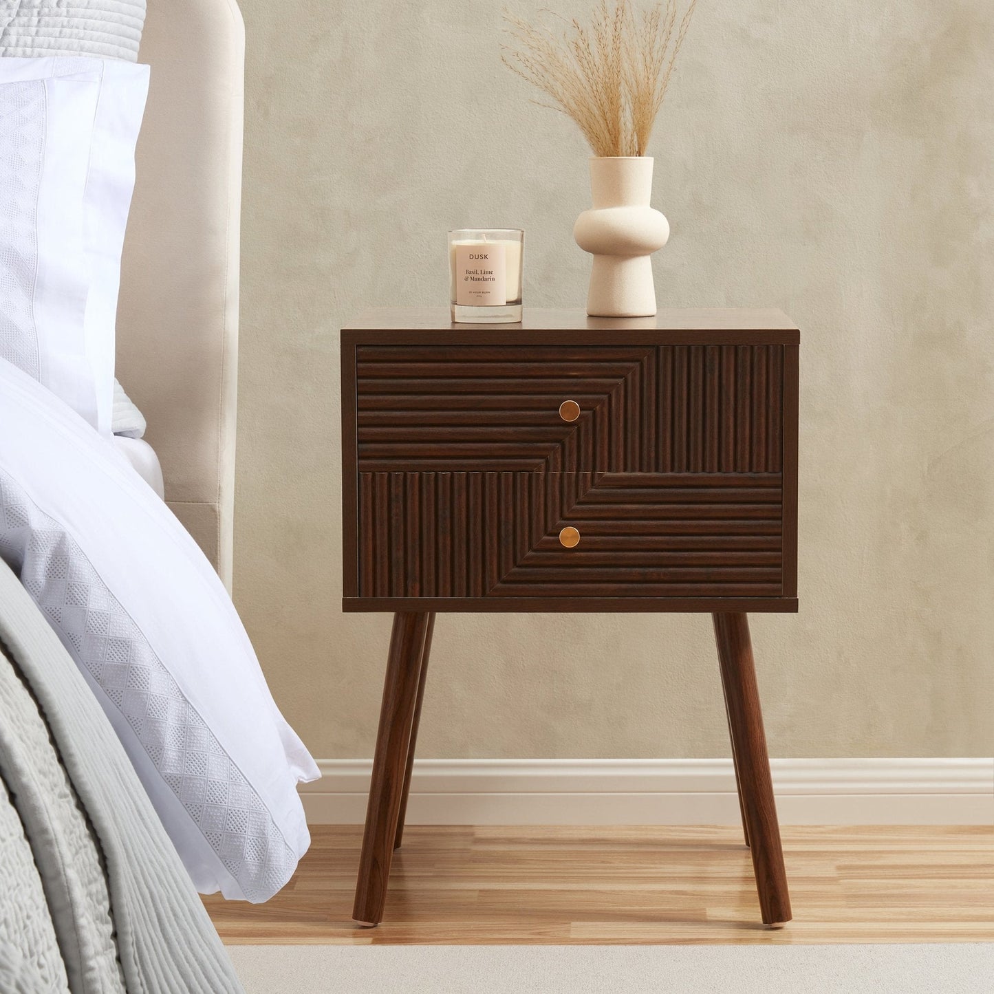 DUS-CC2-00940 Grade-C1 Dusk Dora 2 Drawer Nightstand - Walnut RRP £109