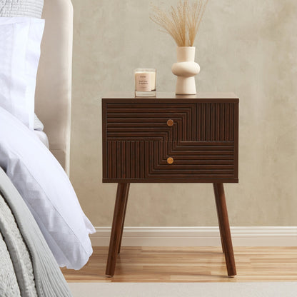 DUS-CC2-00940 Grade-C1 Dusk Dora 2 Drawer Nightstand - Walnut RRP £109