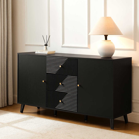 DUS-GOL-02997 Grade-B Dusk Dora Large Sideboard with Drawers - Black RRP £260
