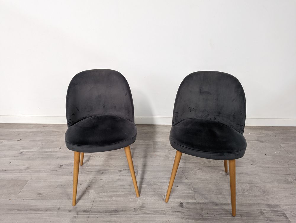 MAS-APM-06963 Grade-C1 Marks & Spencer Sloane Set of 2 Grey Velvet Dining Chairs RRP £199