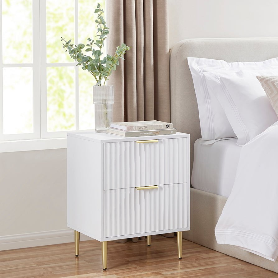 DUS-GOL-07186 Grade-B Dusk Dusk Evie 2 Drawer Bedside Table - Warm White RRP £109 RRP £109