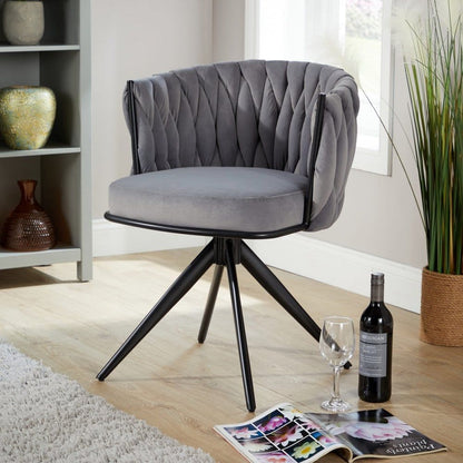 BFW-GOL-00900 Grade-B Big Furniture Warehouse Reno Curved Back Grey Velvet Accent Chair RRP £80