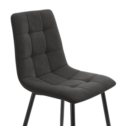 DUS-GOL-07040 Grade-B Dusk Eden Set Of 2 Dining Chairs - Velvet - Charcoal RRP £99