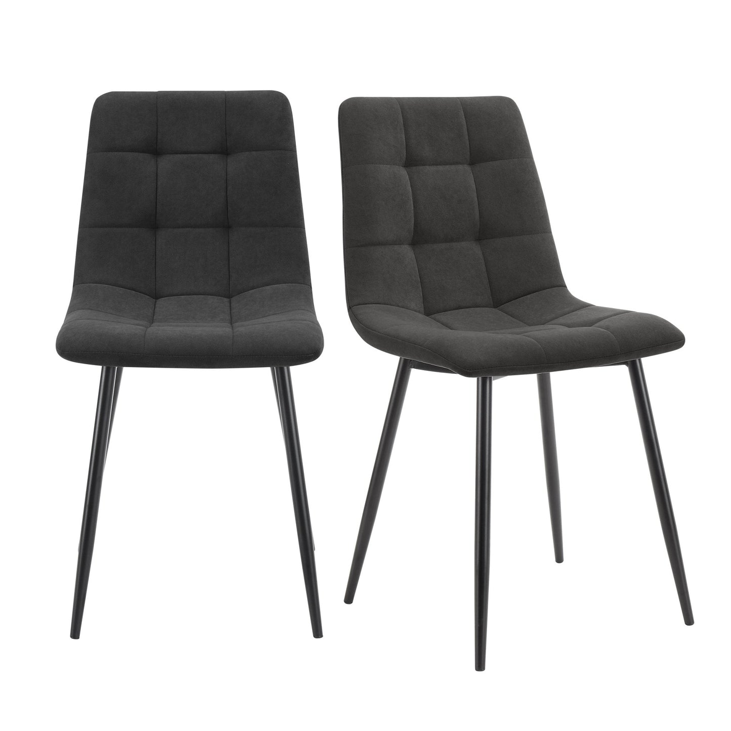 DUS-GOL-07040 Grade-B Dusk Eden Set Of 2 Dining Chairs - Velvet - Charcoal RRP £99