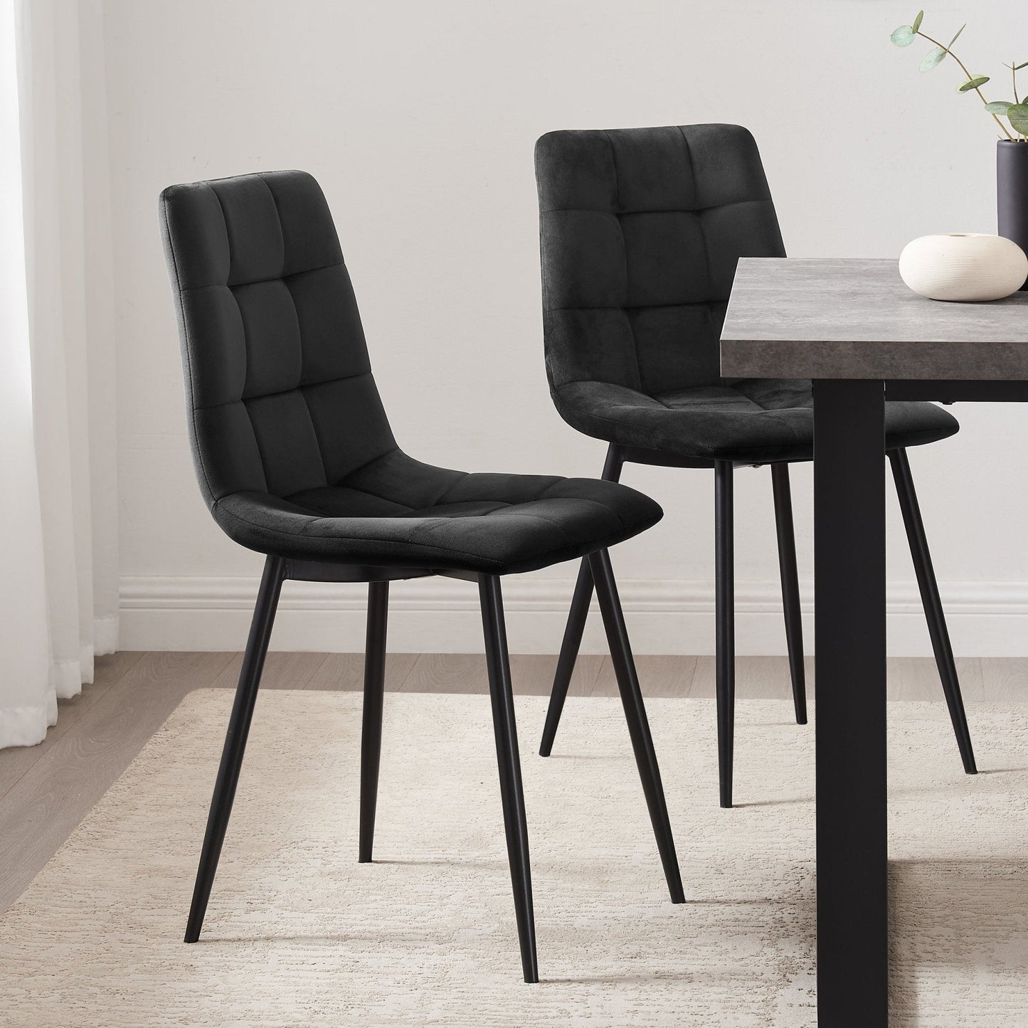DUS-GOL-07040 Grade-B Dusk Eden Set Of 2 Dining Chairs - Velvet - Charcoal RRP £99