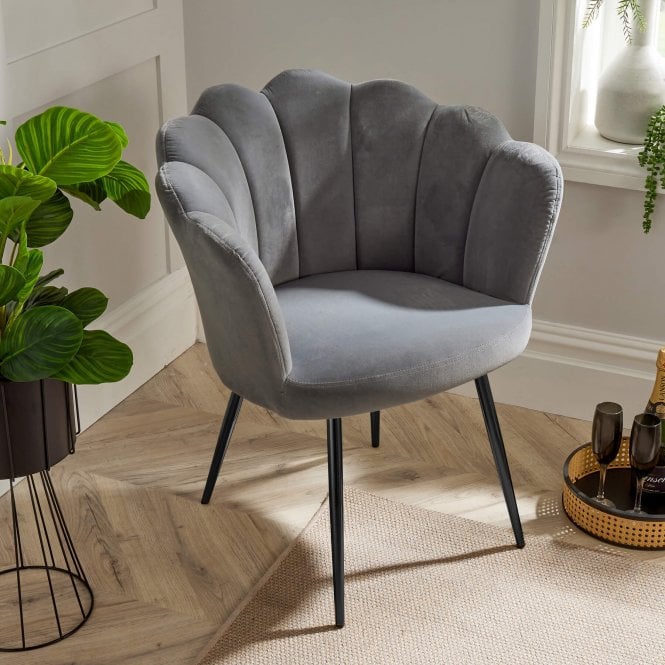 BFW-GOL-00901 Grade-B Big Furniture Warehouse Compact Scallop Armchair Grey RRP £90