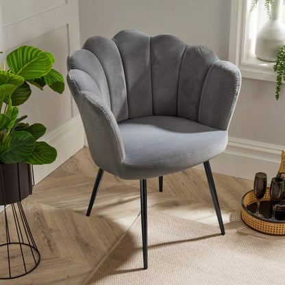 BFW-GOL-00901 Grade-B Big Furniture Warehouse Compact Scallop Armchair Grey RRP £90