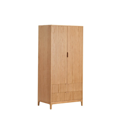 DUS-CC2-03063 Grade-BER Dusk Elena Ash 2 Door Wardrobe with Drawers - Light Wood RRP £389.00