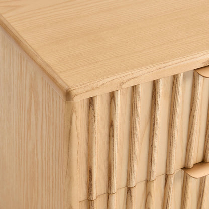 DUS-GOL-03194 Grade-B Dusk Elena Ash 2 Drawer Bedside Table - Light Wood RRP £139