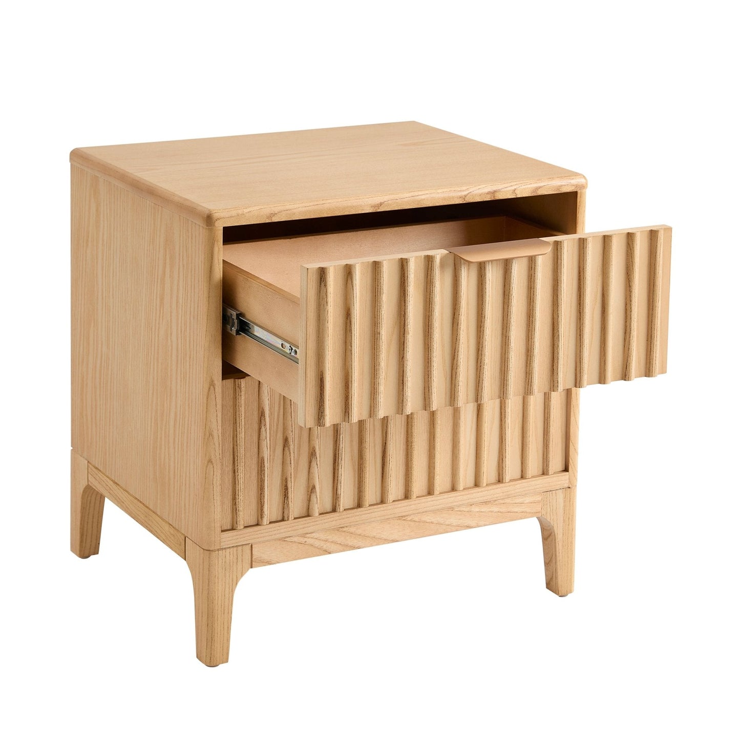 DUS-GOL-03194 Grade-B Dusk Elena Ash 2 Drawer Bedside Table - Light Wood RRP £139